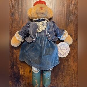 Gund "BECKY" 1983 Vintage Plush Bear in Blue Dress and Jacket